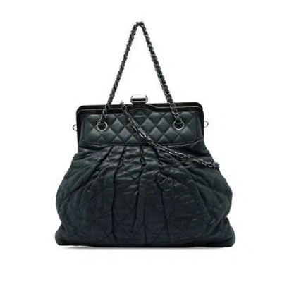 Pre-owned Chanel Quilted Iridescent Calfskin Chic Quilt Frame Satchel In Black