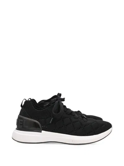 Pre-owned Chanel Quilted Knit Sneakers In Black