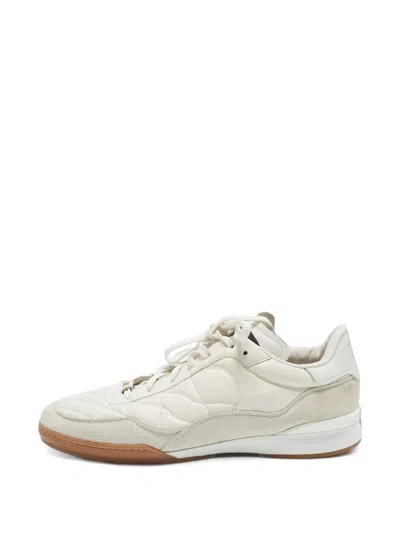 Pre-owned Chanel Quilted Lace-up Sneakers In White