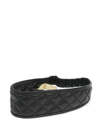 Pre-owned Chanel Quilted Lambskin Headband In Black
