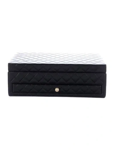 Pre-owned Chanel Quilted Lambskin Jewelry Box In Black