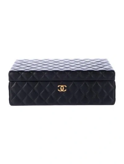Pre-owned Chanel Quilted Lambskin Jewelry Box In Black