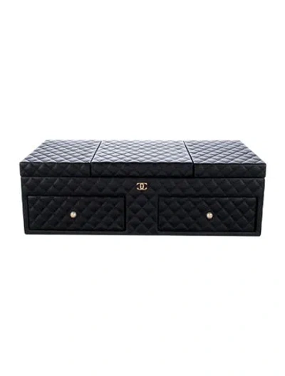 Pre-owned Chanel Quilted Lambskin Jewelry Decor Case In Black