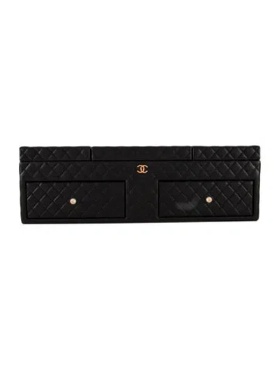 Pre-owned Chanel Quilted Lambskin Jewelry Decor Case In Black