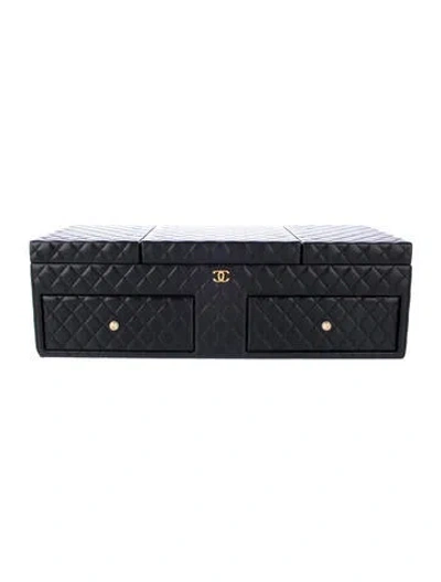 Pre-owned Chanel Quilted Lambskin Jewelry Decor Case In Black
