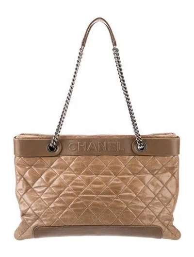 Pre-owned Chanel Quilted Large Shopping Tote In Neutral