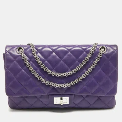 Pre-owned Chanel Quilted Leather 227 Reissue 2.55 Flap Bag In Purple