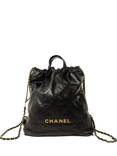Pre-owned Chanel Quilted Leather Backpack In Black