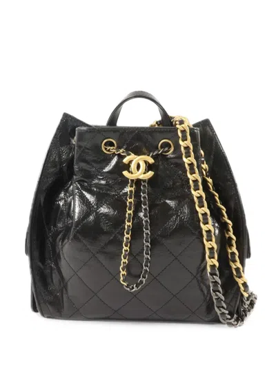 Pre-owned Chanel Quilted Leather Backpack In Black