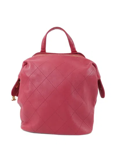 Pre-owned Chanel Quilted Leather Backpack In Pink