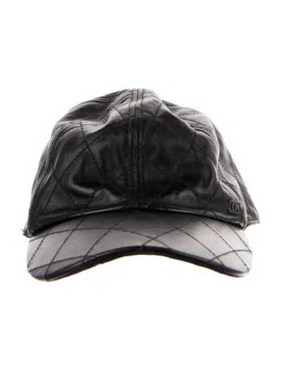 Pre-owned Chanel Quilted Leather Baseball Cap In Black