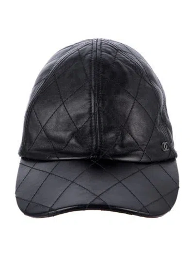 Pre-owned Chanel Quilted Leather Baseball Cap In Black