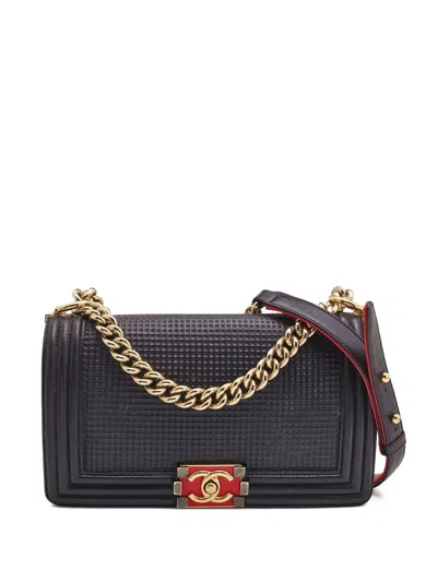 Pre-owned Chanel Quilted Leather Chain Bag In Blue