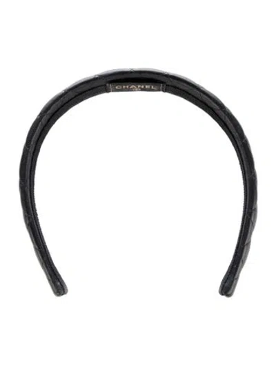 Pre-owned Chanel Quilted Leather Headband In Black