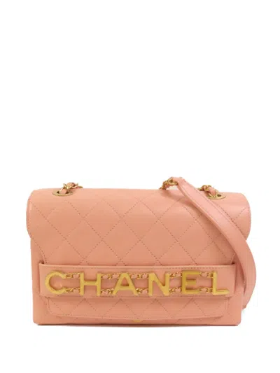 Pre-owned Chanel Quilted Logo-plaque Shoulder Bag In Pink