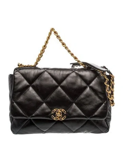 Pre-owned Chanel Quilted Maxi 19 Flap Bag In Black