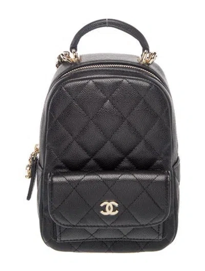 Pre-owned Chanel Quilted Mini Cc Backpack In Black