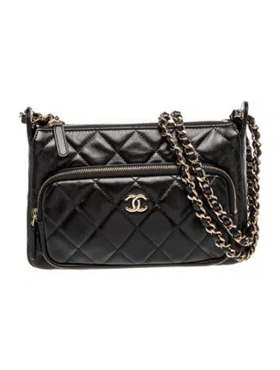 Pre-owned Chanel Quilted Mini Clutch W/ Chain In Black