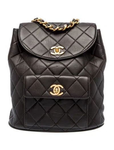 Pre-owned Chanel Quilted Mini Duma Backpack In Black