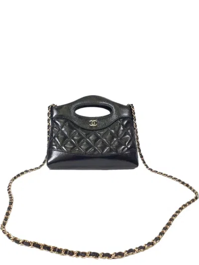 Pre-owned Chanel Quilted Nano 31 Clutch In Black