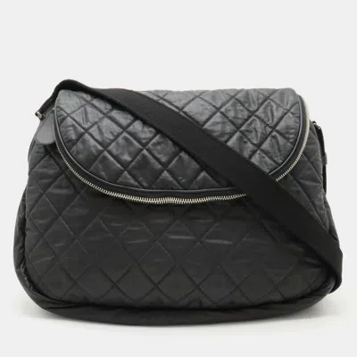 Pre-owned Chanel Quilted Nylon Leather Black Coco Cocoon Shoulder Bag