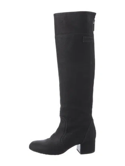 Pre-owned Chanel Quilted Pattern Leather Boots In Black