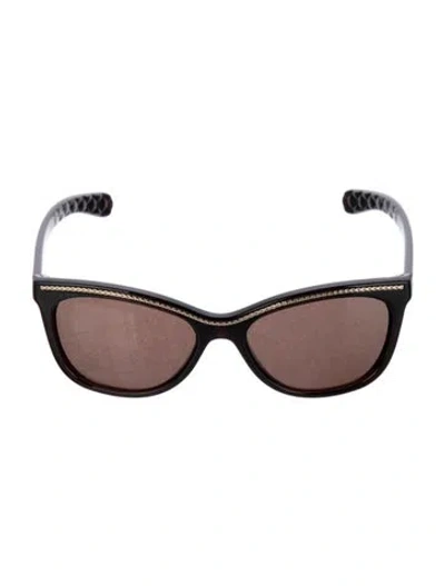 Pre-owned Chanel Quilted Pattern Oversize Sunglasses In Brown