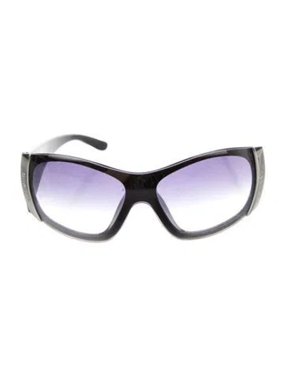 Pre-owned Chanel Quilted Pattern Shield Sunglasses In Black