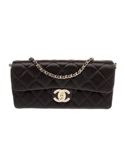 Pre-owned Chanel Quilted Pearl Cc Flap Clutch W/ Chain In Black