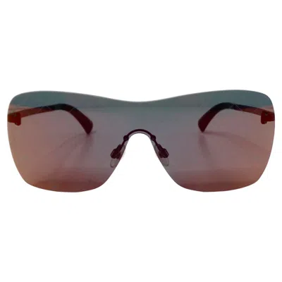Pre-owned Chanel Quilted Reflective Mirrored Lens Shield Sunglasses In Gray