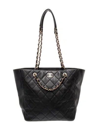 Pre-owned Chanel Quilted Shopping Tote In Black