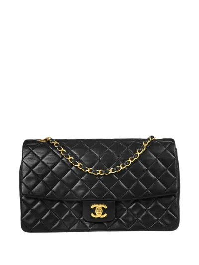 Chanel Quilted Single Flap Shoulder Bag In Black