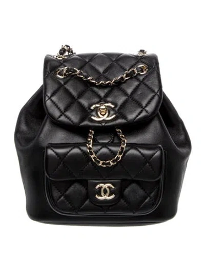 Pre-owned Chanel Quilted Small Duma Drawstring Backpack In Black