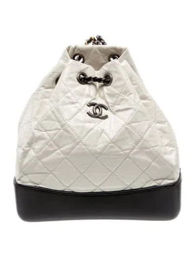 Pre-owned Chanel Quilted Small Gabrielle Backpack In White