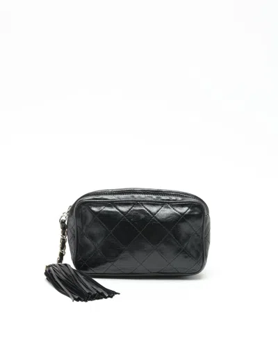 Chanel Quilted Tassel Accessory Pouch In Black