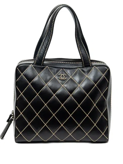 Pre-owned Chanel Quilted Top-handle Bag In Black