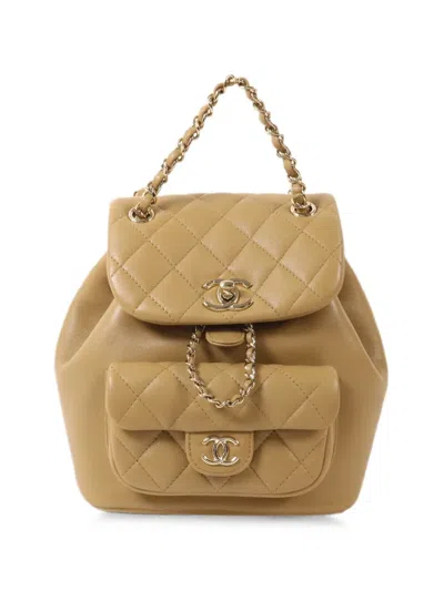 Pre-owned Chanel Quilted Turn-lock-fastening Backpack In Neutral