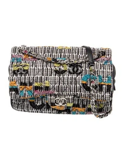 Pre-owned Chanel Quilted Tweed Fantasy Easy Flap In Black