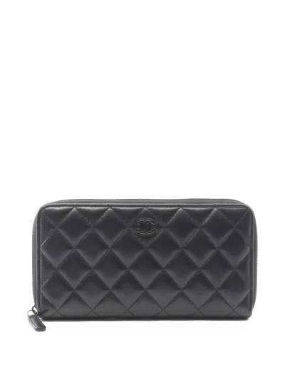 Pre-owned Chanel Quilted Wallet In Black