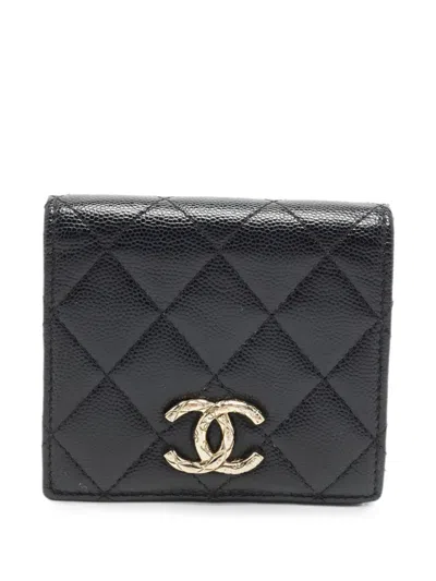 Pre-owned Chanel Quilted Wallet In Black
