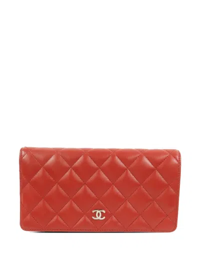 Pre-owned Chanel Quilted Wallet In Red
