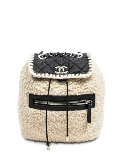 Pre-owned Chanel Quilted-wool Backpack In Neutral