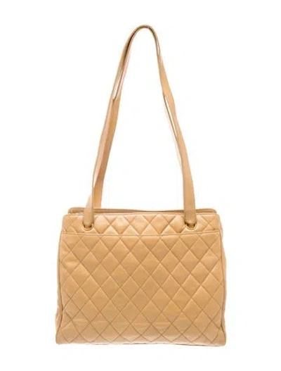 Pre-owned Chanel Quilted Zip Tote In Neutral