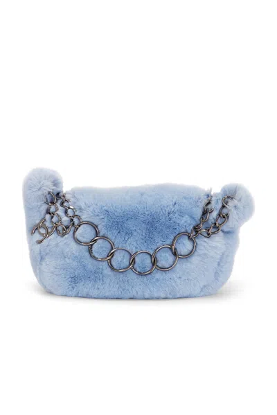 Pre-owned Chanel Rabbit Fur Hobo Bag In Blue
