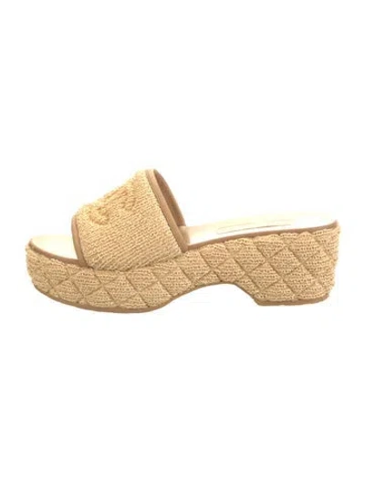 Pre-owned Chanel Raffia Espadrilles In Neutral