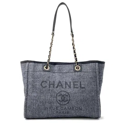 Pre-owned Chanel Raffia Leather Shopping Bag Tote Bag () In Gray