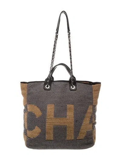 Pre-owned Chanel Raffia Maxi Deauville Shopping Tote