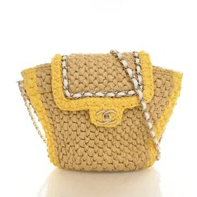 Pre-owned Chanel Raffia Venice Beach Bag In Yellow