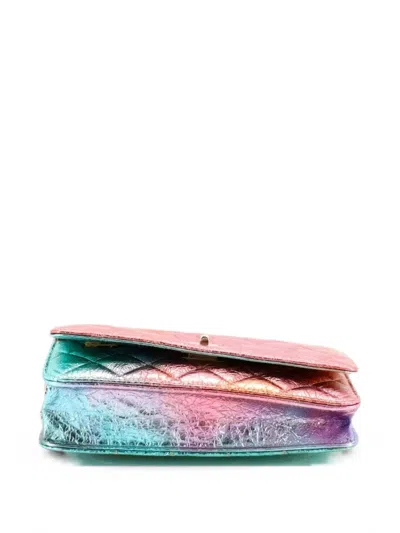 Pre-owned Chanel Rainbow Reissue 2.55 Wallet On Chain Quilted Multicolor Metallic Goatskin Crossbody Bag In Multicolour