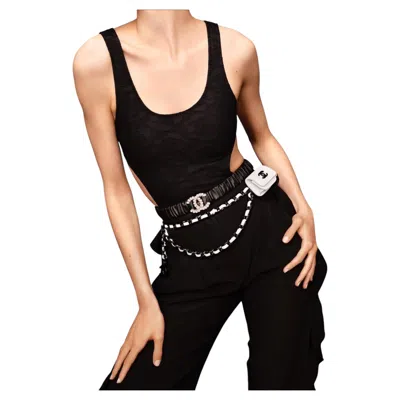 Pre-owned Chanel Rare & Iconic  Cut Out Camellia Logo One-piece Swimwear Classic! Cruise20' In Black